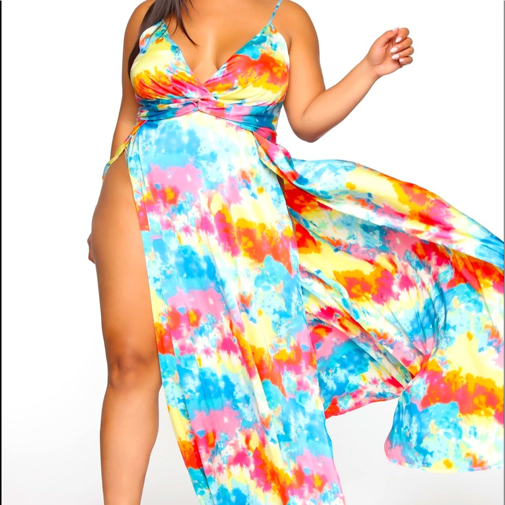 Plus size fashion nova watercolor maxi dress